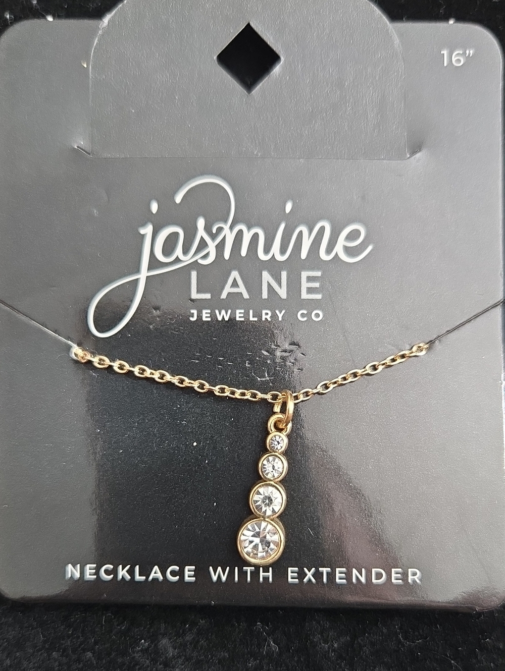Jasmine Lane Gold Crystal Drop Pendant Necklace - Gold